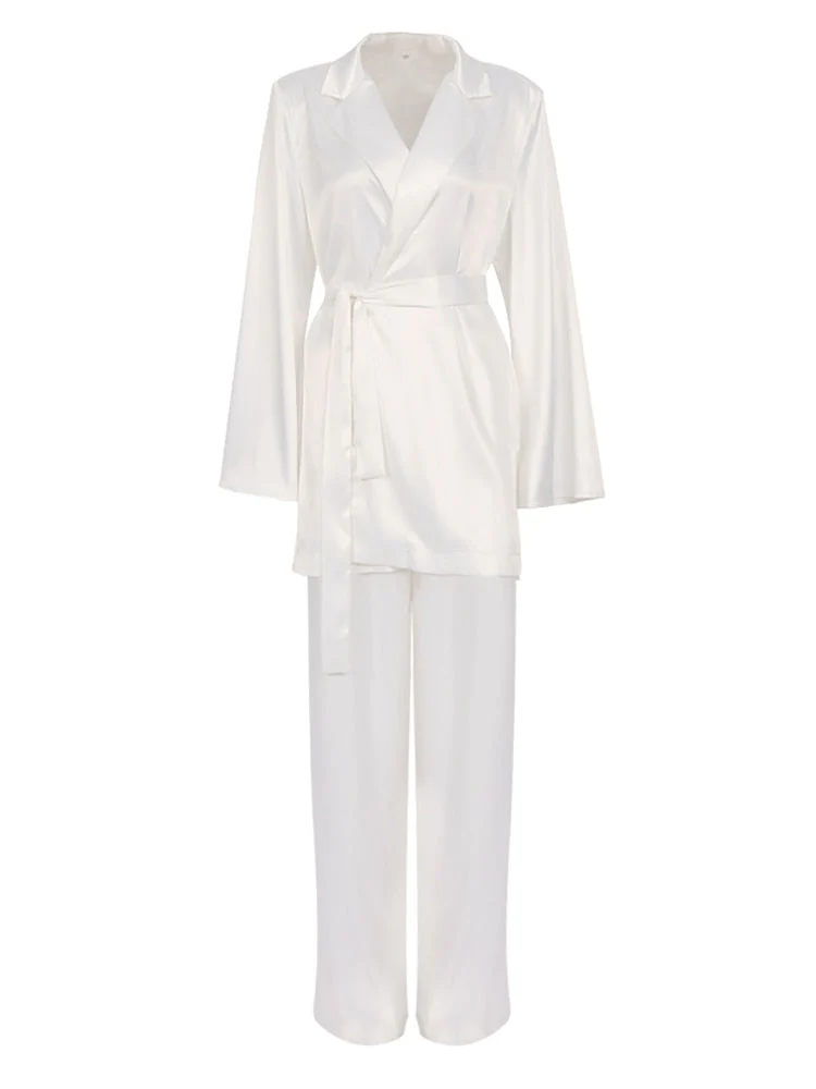 deanwangkt  Solid Ladies Pink Blazer Fashion Spring  Long Sleeve Oversized Women Blazer Coat Elegant Sashes Satin Jackets - Deanwangkt