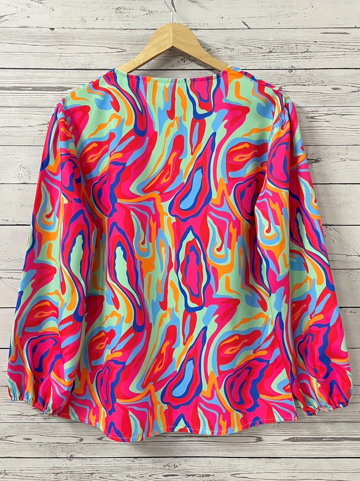 Floral Print Button Front Blouse, Casual Long Sleeve Crew Neck Blouse For Spring & Fall, Women's Clothing - Deanwangkt