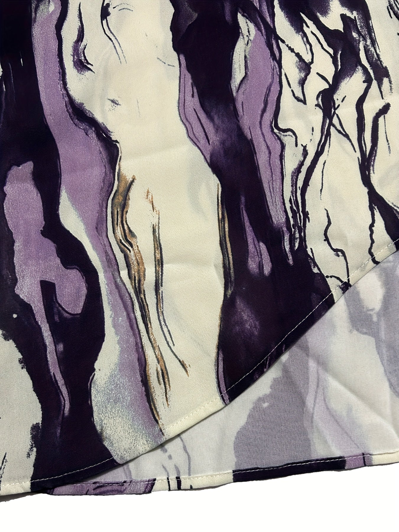 Women's Plus Size Chiffon Graphic Print High Low Hem Shirt, Retro Style Crew Neck Geometric-pattern Top - Deanwangkt