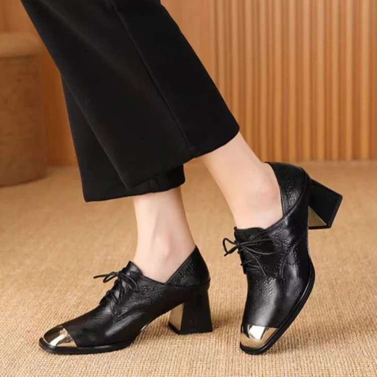 deanwangkt Women's Shoes New Lace Up High Heels Black Pattern High Heels Square Toe Bare Boots  Autumn/Winter Fashion Shoes - Deanwangkt