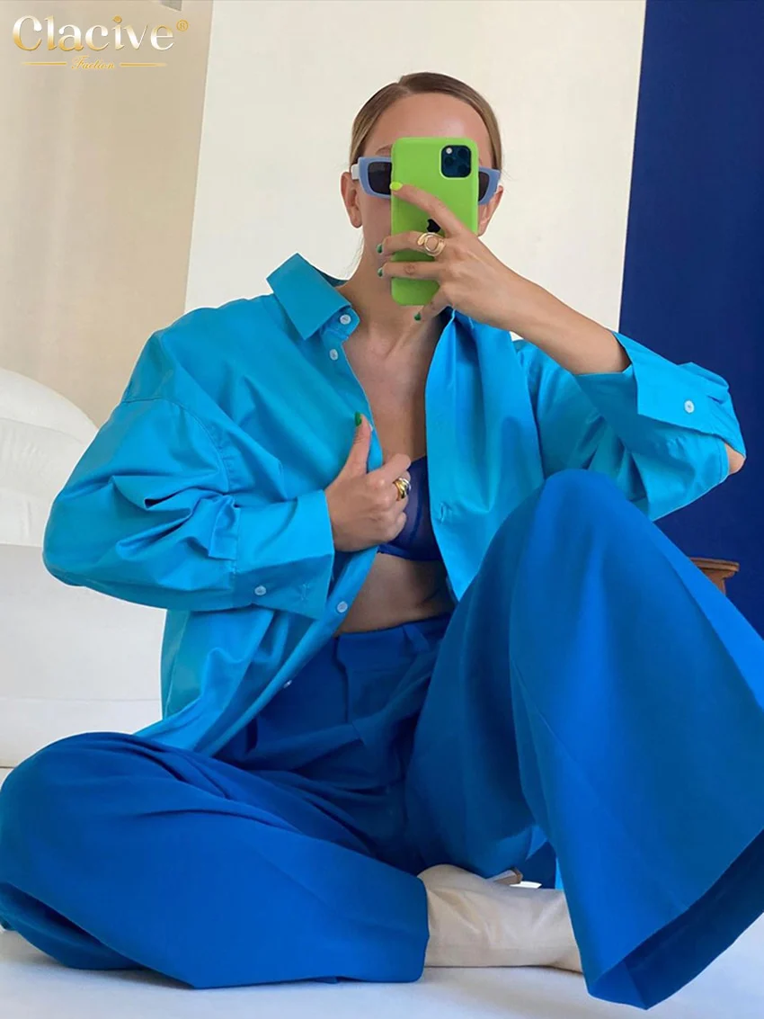 deanwangkt Casual Loose Pink Women'S Shirt  Elegant Long Sleeve Office Fashion Blouses Simple Blue Lapel Shirts Tops Female - Deanwangkt