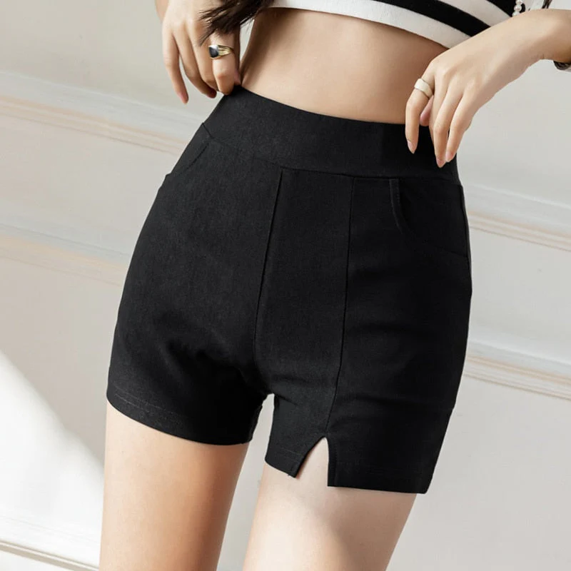 deanwangkt Girls Fashion Casual Kawaii Sexy Black High Waisted Booty Shorts for Women Clothes Female Woman OL Summer Outerwear Ladies Pants - Deanwangkt