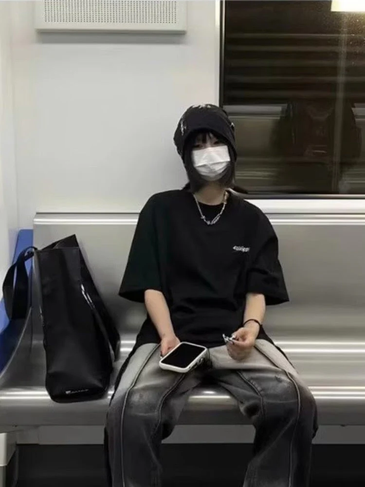 deanwangkt Spliced Jeans With Old Zippers, High Street Insets, Trendy Gradient Straight Tube Loose Wide Leg Pants, Children's Jeans - Deanwangkt