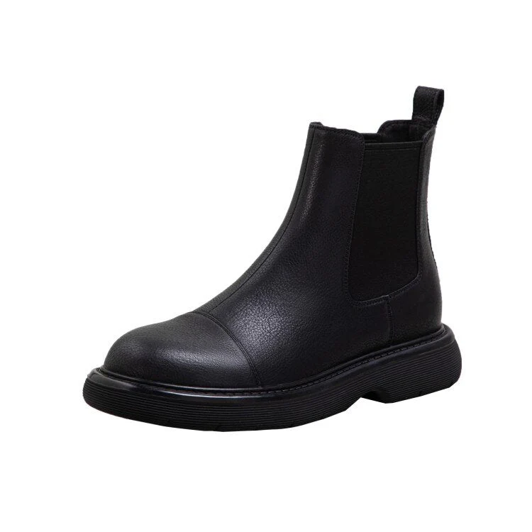 deanwangkt Autumn Boots    New Fall/Winter Women Shoes Flat Shoes Women Split Leather Ankle Boots Round Toe Thick Heel Boots Women Fashion Women Boots - Deanwangkt