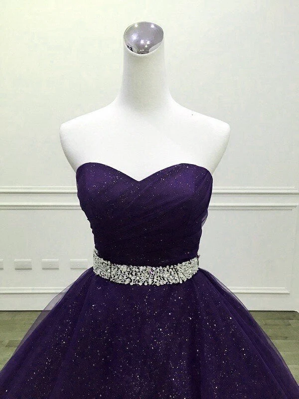 Solvbao Purple Gorgeous Shiny Tulle Beaded Sweetheart Ball Gown Formal Dresses, Purple Sweet 16 Dresses - Deanwangkt