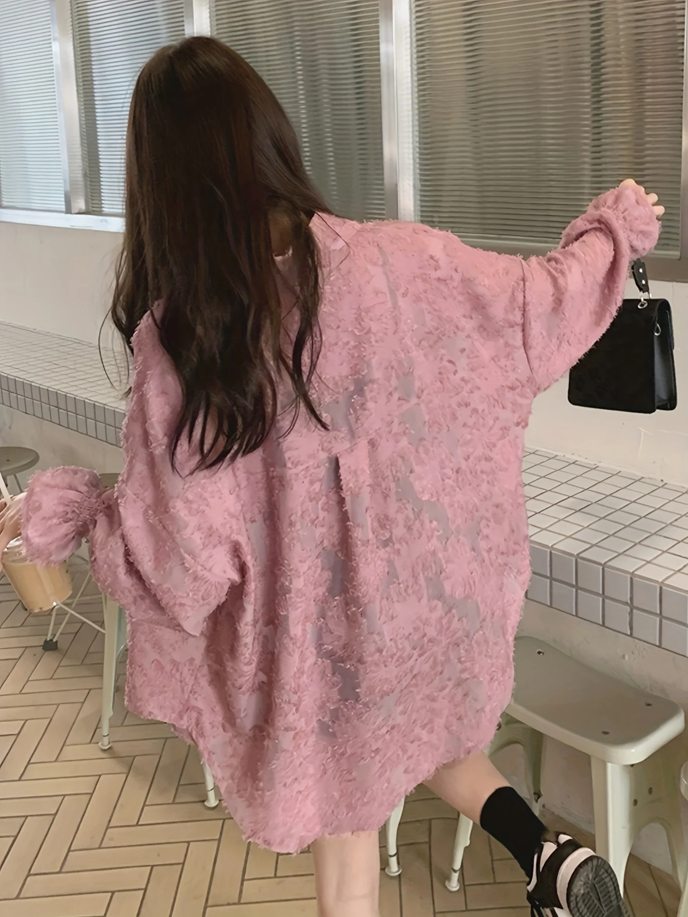 deanwangkt  Button Front Textured Shirt, Casual Long Sleeve Shirt For Spring & Fall, Women's Clothing - Deanwangkt