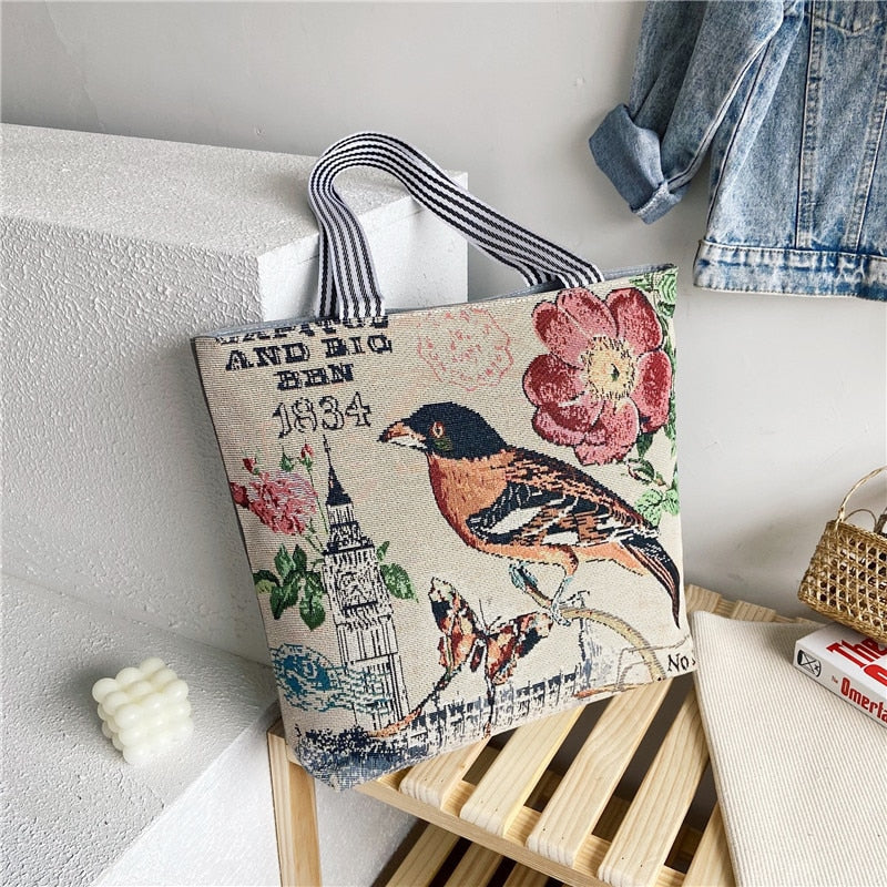 deanwangkt  Fashion Folding Women Big Size Handbag Tote Ladies Casual Flower Printing Canvas Graffiti Shoulder Bag Beach Bolsa Feminina - Deanwangkt