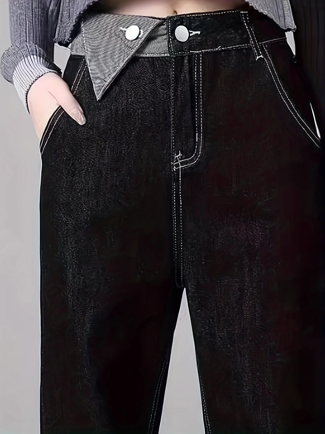 Black Loose Fit Straight Jeans, Non-Stretch High Waist Casual Denim Trousers, Women's Denim Jeans & Clothing - Deanwangkt