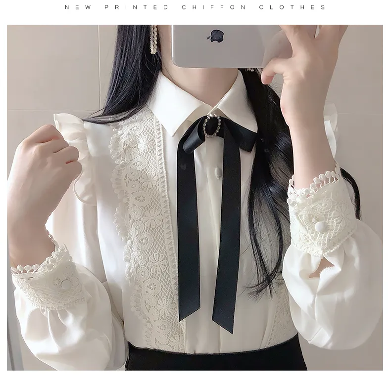 deanwangkt Hot Sales Women Cute Sweet Girls Preppy Style Tops Blouses Formal FLHJLWOC Office Lady Basic White Button Shirts - Deanwangkt