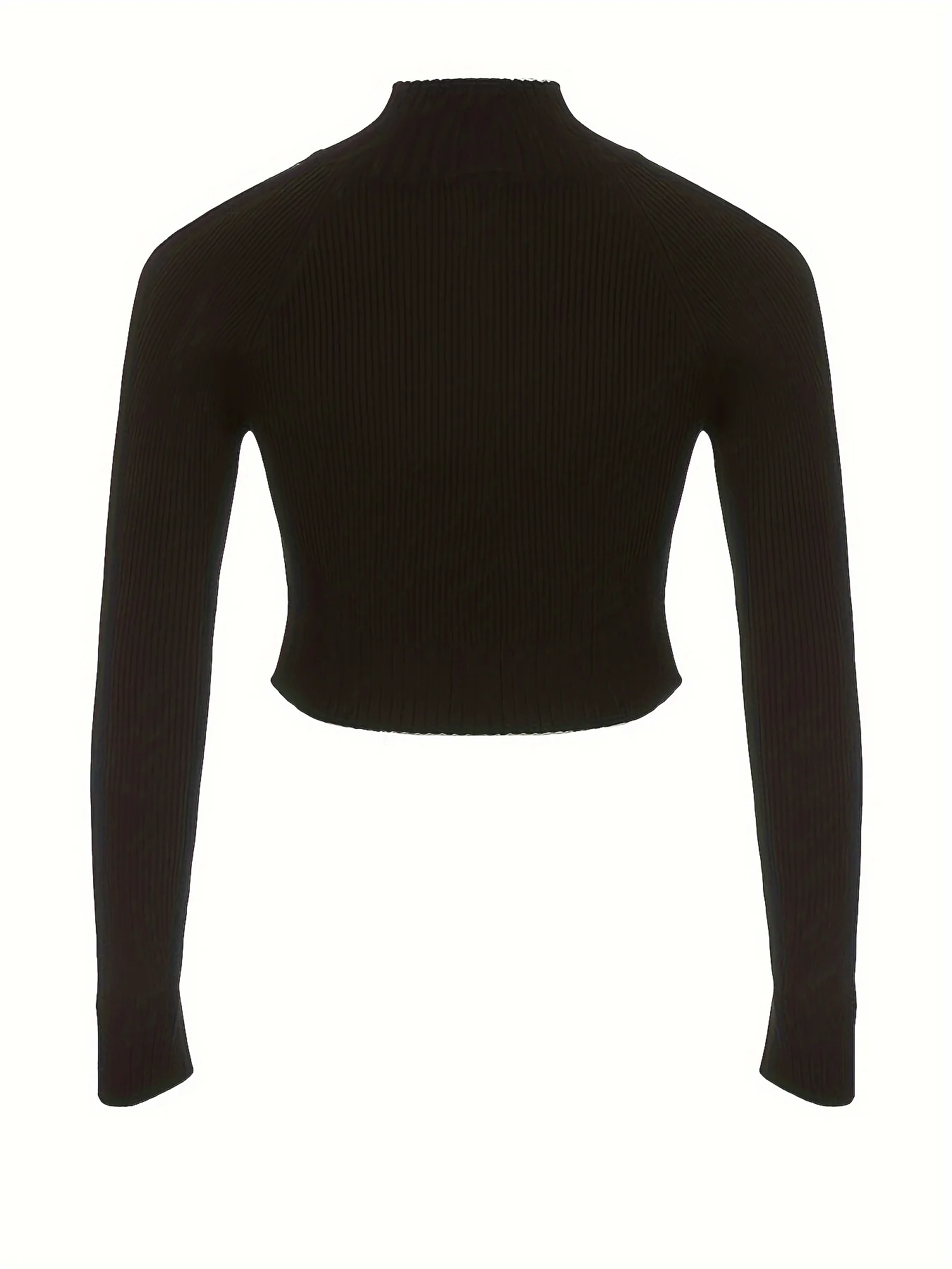 deanwangkt  Cold Shoulder Mock Neck Knitted Sweater, Casual Solid Long Sleeve Sweater, Women's Clothing - Deanwangkt