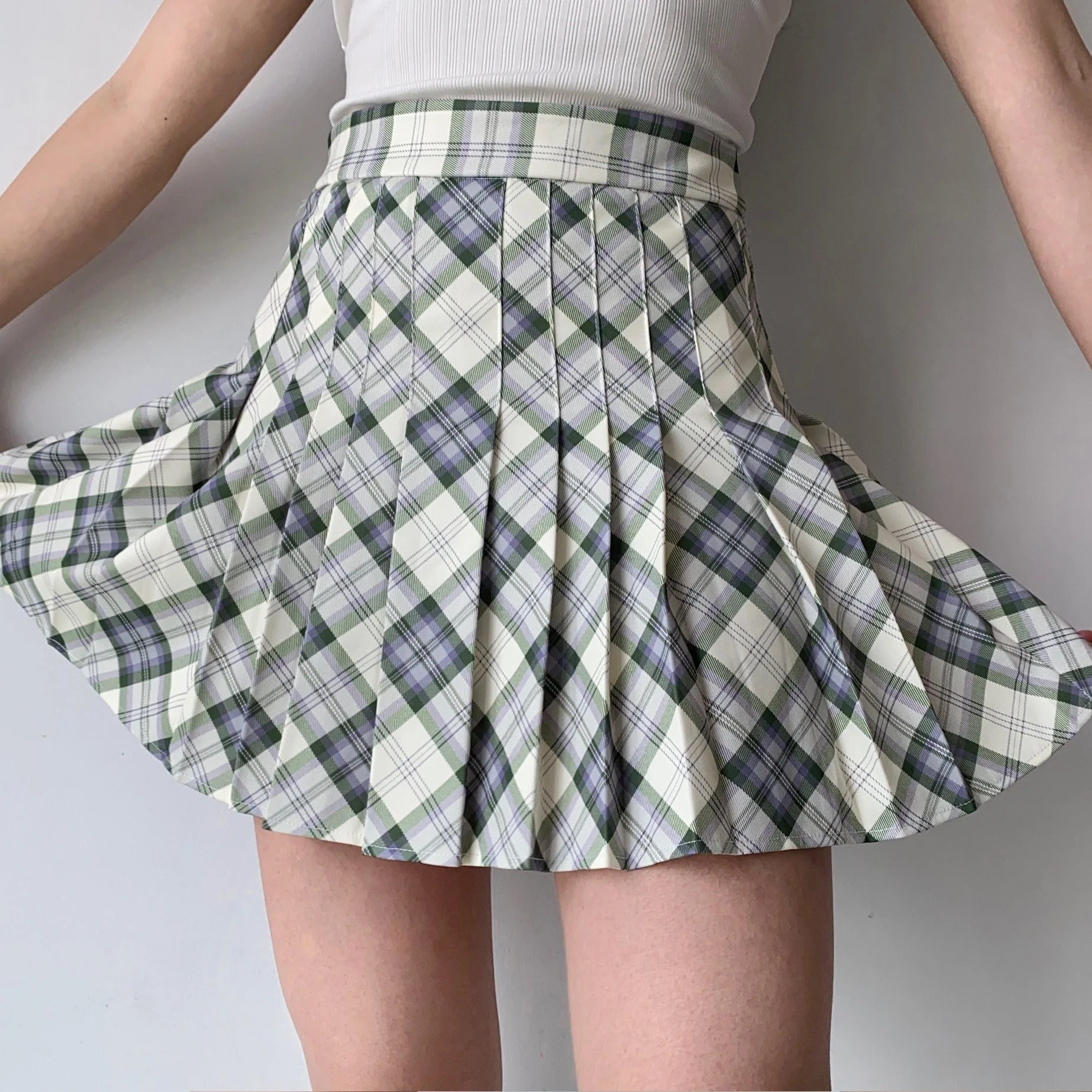 deanwangkt - Seoul Style Plaid Tennis Skirt // Mint - Deanwangkt