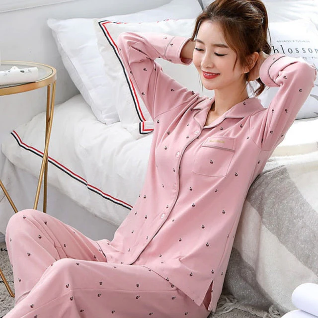 Pyjama Women Clothes Summer Womens Pajamas Sets Long-sleeved Sleepwear Suits Girl Fashion Casual Outerwear Sleepwear Night Suit - Deanwangkt