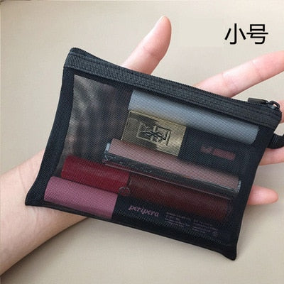 deanwangkt  Mini Mesh Cosmetic Bag Women Portable Lipstick Bag Makeup Bag One Set Makeup Pouch Toiletry Bag Necessarie Feminina Kosmetyczka - Deanwangkt