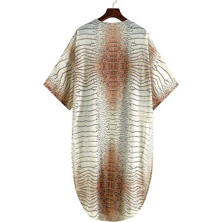 deanwangkt Sunforyou Chiffon Beach Cover up Print Tiger Striped Kaftan Tunic Swimsuit Cover up Plus Size Pareo Pants Beach Kimono Beachwear - Deanwangkt