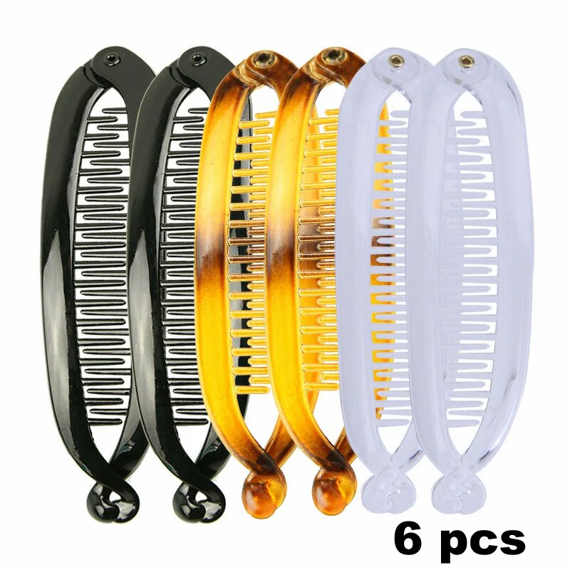 deanwangkt Fish clip set-Banana hair clips Fish hairpin combs Fashion combs Hot style Ponytail Banana clip hair combs Flat clamp for women - Deanwangkt
