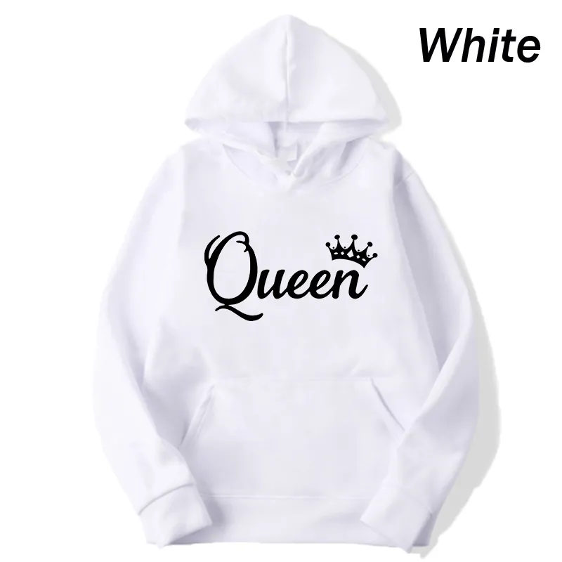 deanwangkt Fashion Men Women Long Sleeve Pullover Hooded Sweatshirts Unisex King and Queen Print Hoodies Casual Streetwear Couple Sweat - Deanwangkt