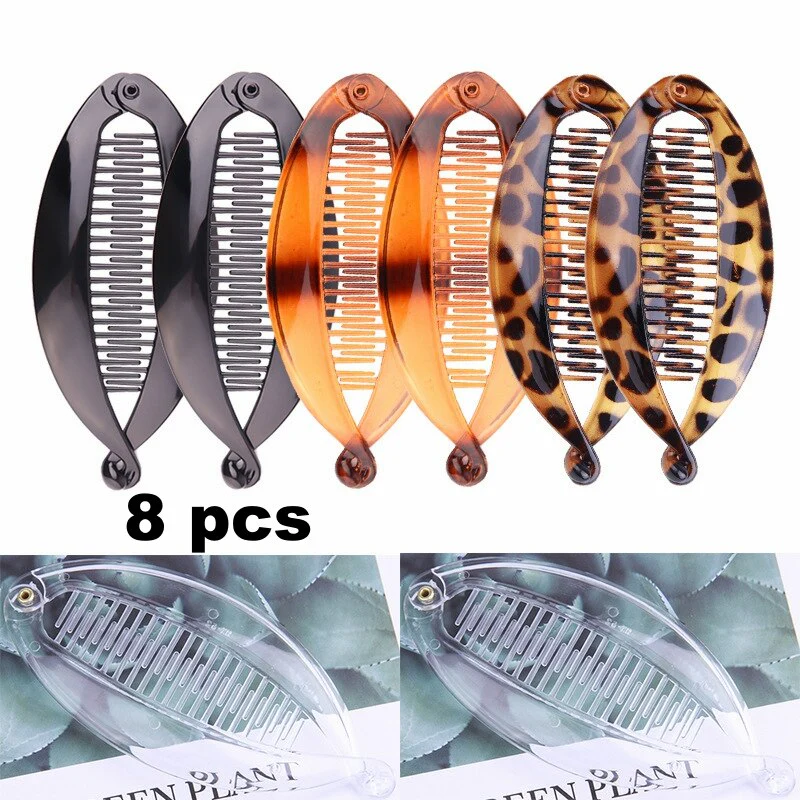 deanwangkt Fish clip set-Banana hair clips Fish hairpin combs Fashion combs Hot style Ponytail Banana clip hair combs Flat clamp for women - Deanwangkt