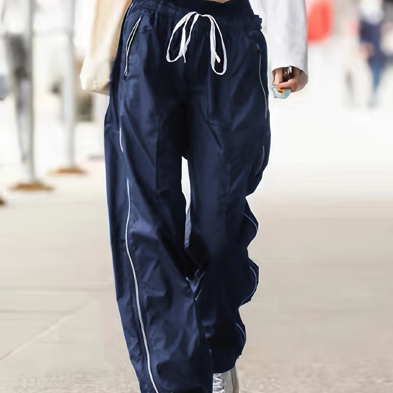 deanwangkt-1  Y2K Elastic Loose Pants, Casual Drawstring Slant Pocket Pants, Women's Clothing - Deanwangkt