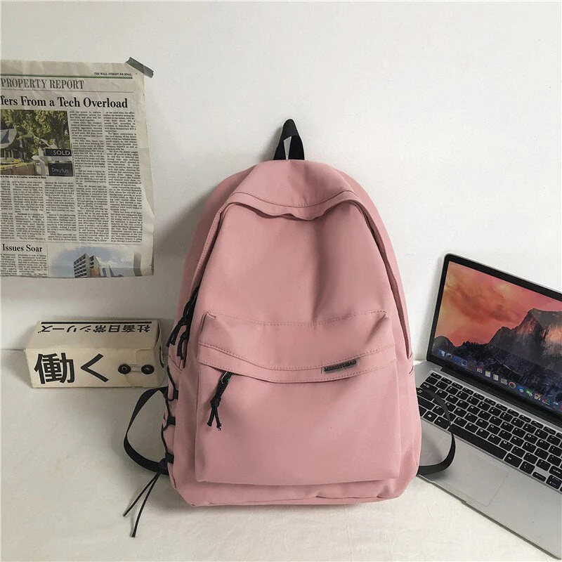 Back to school  Fashion Teens Bookbag Simple Women Rucksack Travel Bag Mochila High School Schoolbag for Girls Boys Black Backpack - Deanwangkt