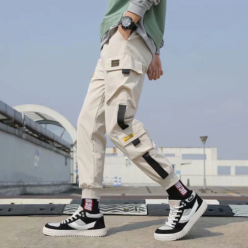 DEANWANGKT Mens Vintage Hip Hop Style Baggy Jeans Hip Hop Cargo Pants Men Streetwear Cotton Joggers Fashion Sweatpants Male Casual Harem Trousers Summer Harajuku Pants Men Women - Deanwangkt