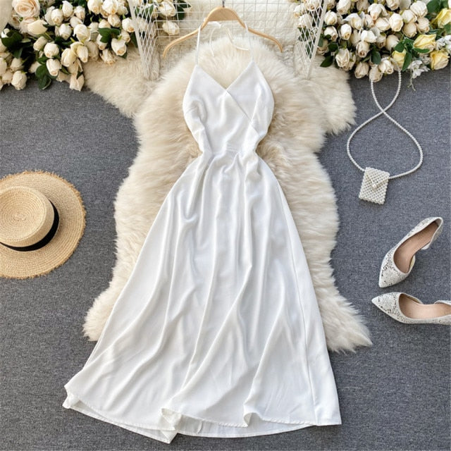 Women Sexy Satin Evening Dress Summer Off Shoulder High Waist Party Long Dresses Female Elegant Beach Robe Vestidos - Deanwangkt