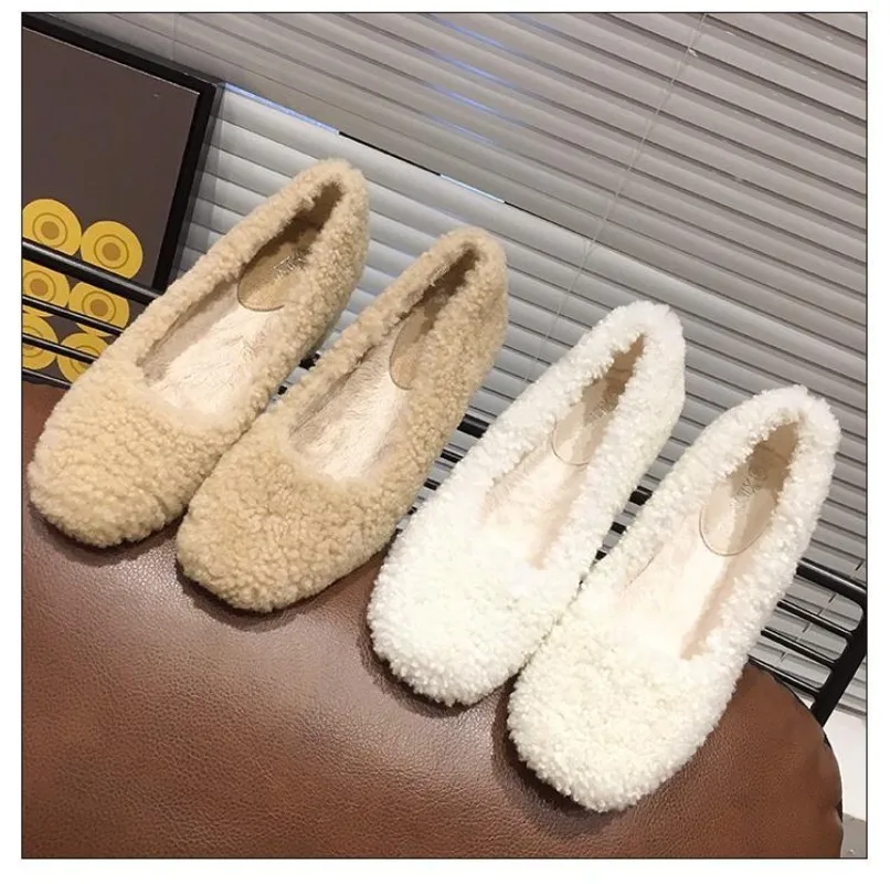 deanwangkt Designer's New Winter High-heeled Shoes with Lambswool Curly Plush Banquet with One Pedal and Thick Bottom Shoes for Women - Deanwangkt