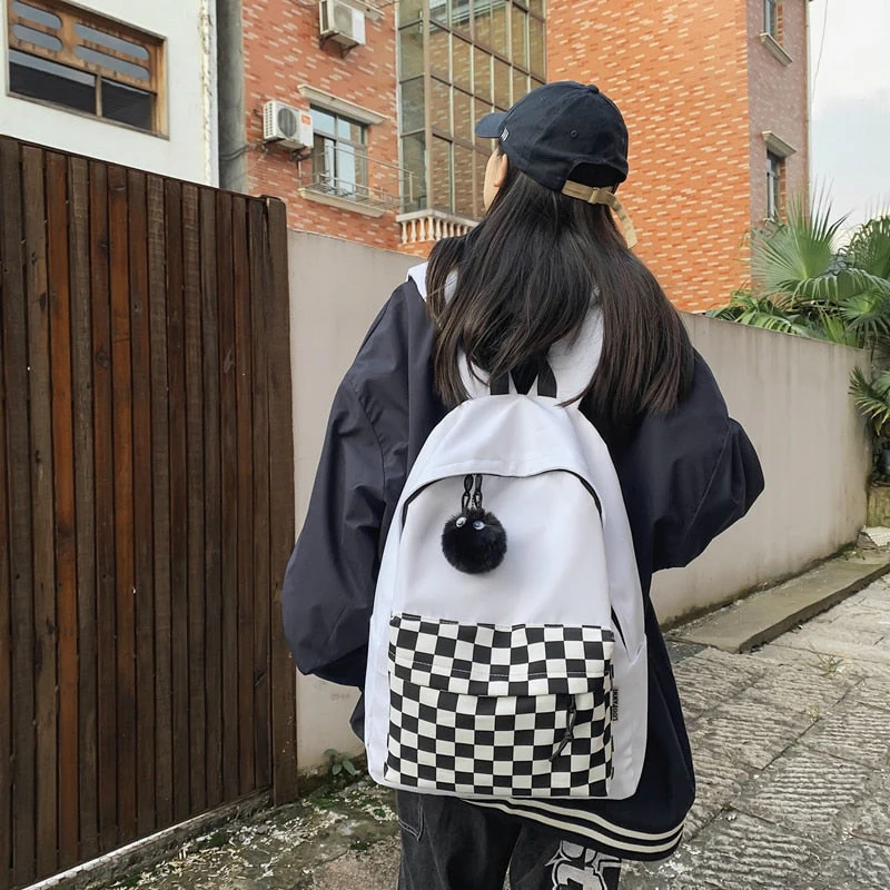 BACK TO SCHOOL  Fashion Girls Plaid Backpack Waterproof Leisure Shoulder Bag Women Laptop Mochila Bookbag Travel Rucksack for Female - Deanwangkt