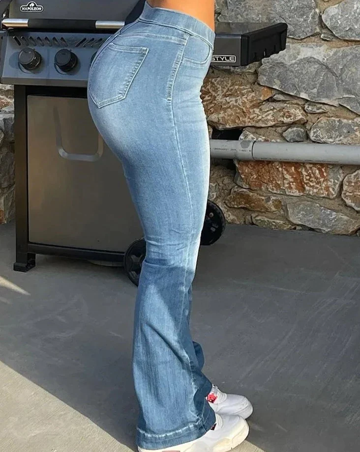 deanwangkt Flare Stretch Jeans High Waist Loose Comfortable Ripped Jeans Women Pants Sexy Fashion Boyfriend Denim Pencil Pant Trousers - Deanwangkt