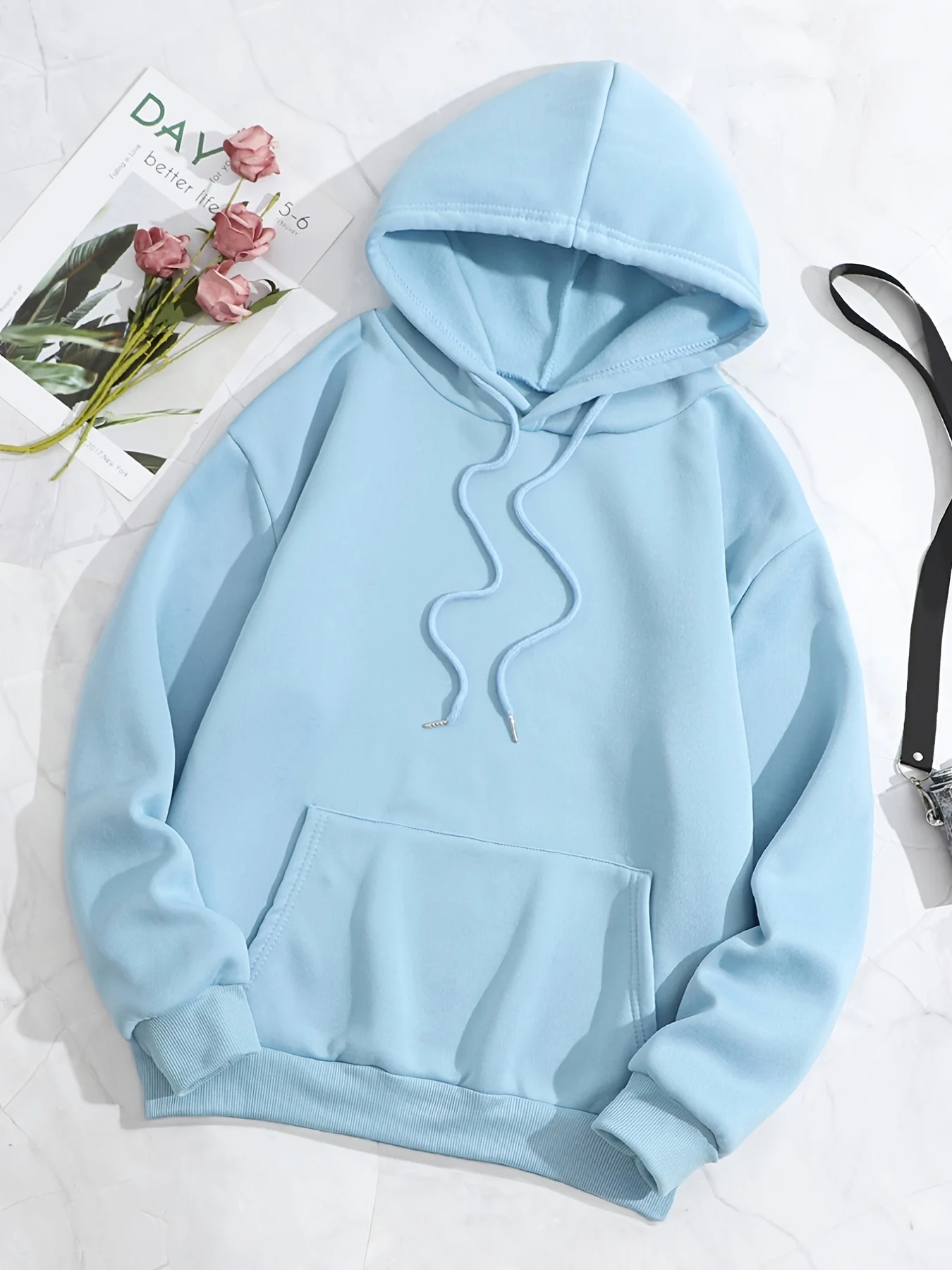 Simple Drawstring Loose Hoodie, Casual Hooded Fashion Long Sleeve Sweatshirt, Women's Clothing - Deanwangkt