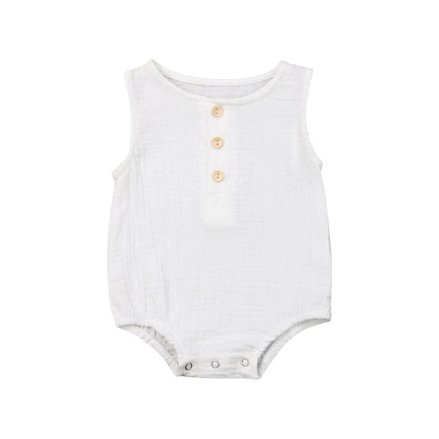 deanwangkt 0-24M Summer Solid Rompers Newborn Infant Baby Girl Boy Outfit Cotton Romper Jumpsuit Bebe Kids Ropa Sleevless Casual Clothes - Deanwangkt