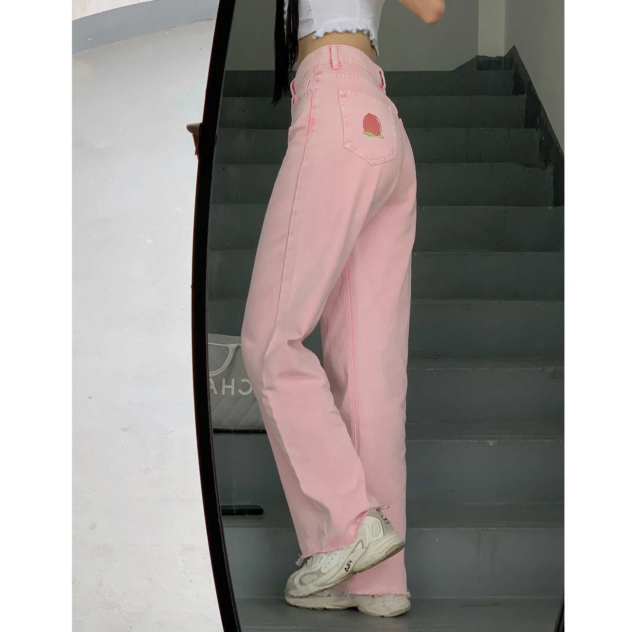deanwangkt Y2K Oversize Pink Women Jeans Korean Fashion Streetwear High Waist Baggy Wide Leg Denim Pants E Girl Asethetic Trousers - Deanwangkt