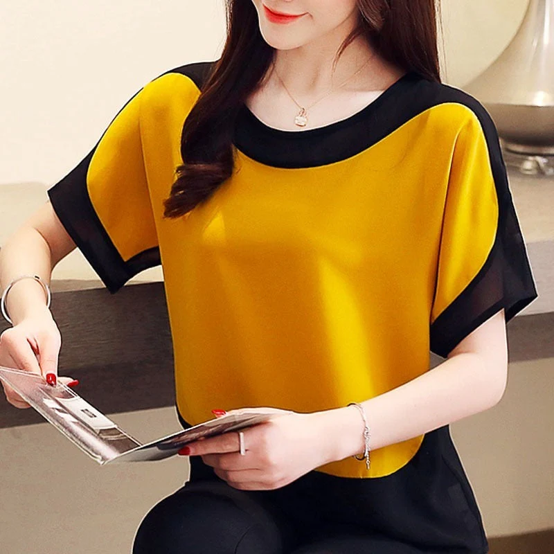 Graduation Gifts  fashion women blouses  women blouse shirt short Sleeve plus size chiffon blouse women shirts womens tops and blouses 3397 50 - Deanwangkt