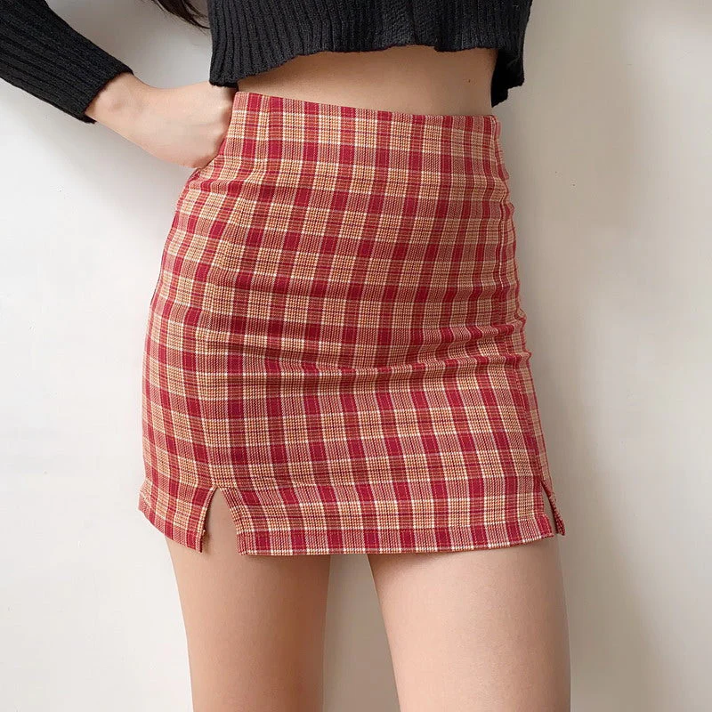 deanwangkt - Red Cara Plaid Skirt - Deanwangkt