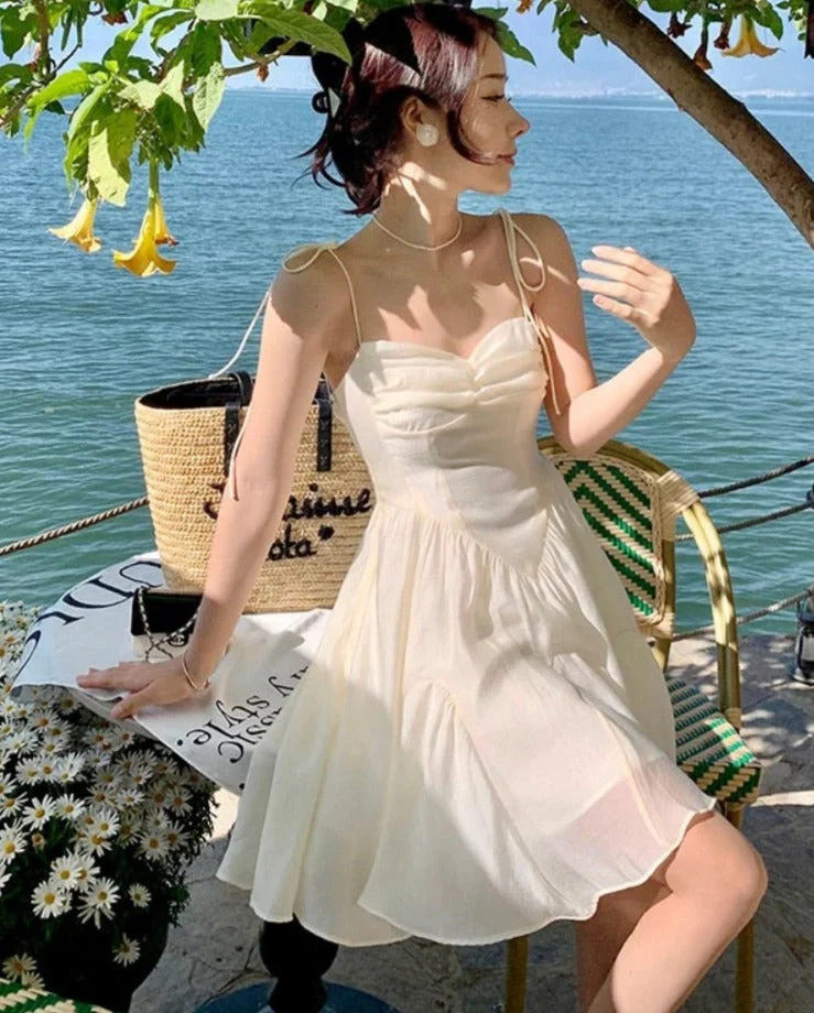 deanwangkt Summer Sexy Fairy Dress Women Sweet Elegant Backless Mini Dresses Korean Fashion High Waist Party Casual Dress New - Deanwangkt