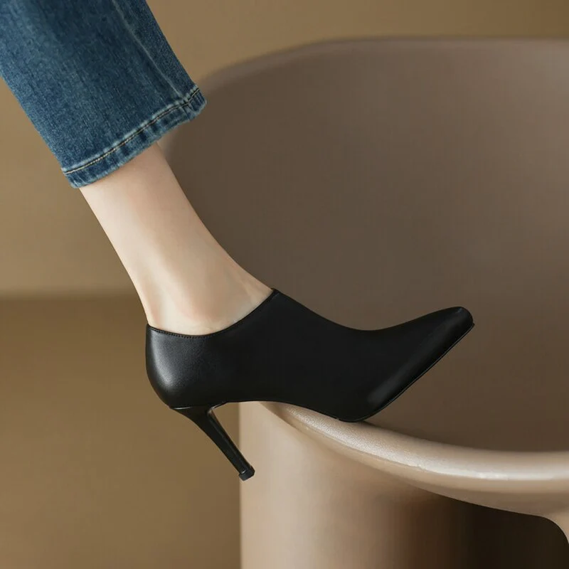 deanwangkt  Autumn Shoes   Spring/Autumn Women Shoes Pointed Toe Thin Heel Ankle Boots Solid High Heels Sheep Suede Shoes for Women Heel Shoes - Deanwangkt