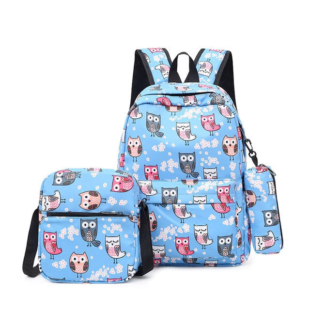 deanwangkt 3pcs/set Printing School Bags Backpacks Schoolbag Fashion Kids Lovely Backpack For Children Girls School bag Student Mochila sac - Deanwangkt