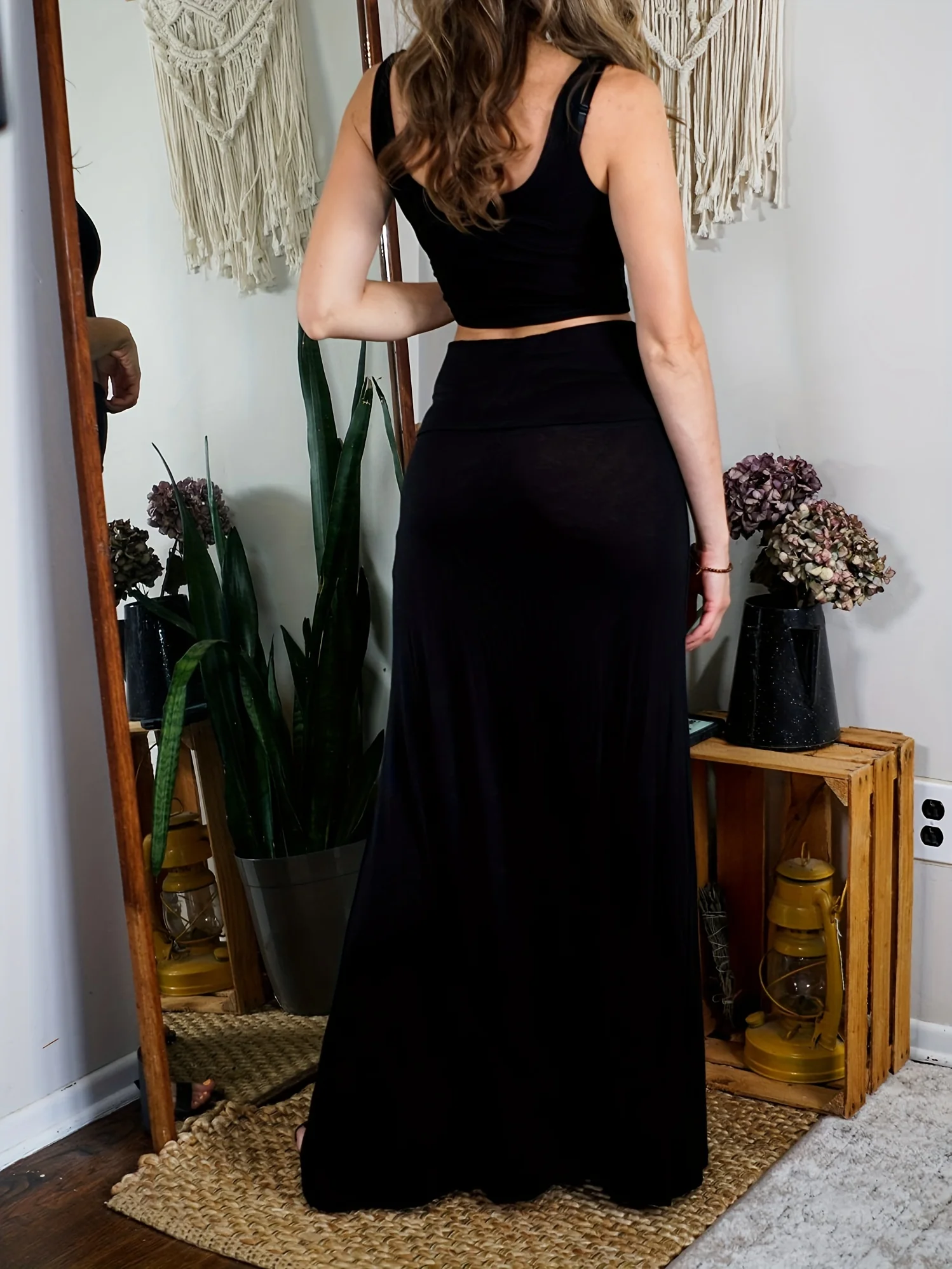 deanwangkt Solid High Waist Skirt 2 Pack, Elegant Slim Maxi Length Skirt, Women's Clothing - Deanwangkt