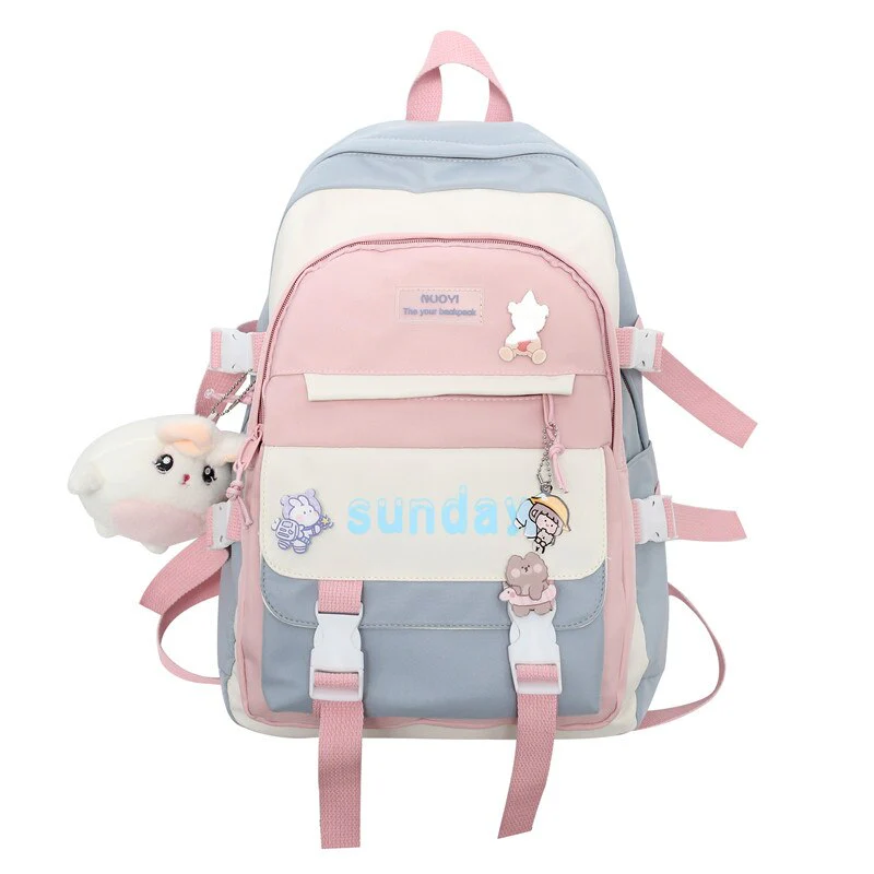 Back to school  Fashion Cute Teens Bookbag Nylon Waterproof Women Backpack Travel Mochila Kawaii Schoolbag for Girls Set Bag Rucksack - Deanwangkt