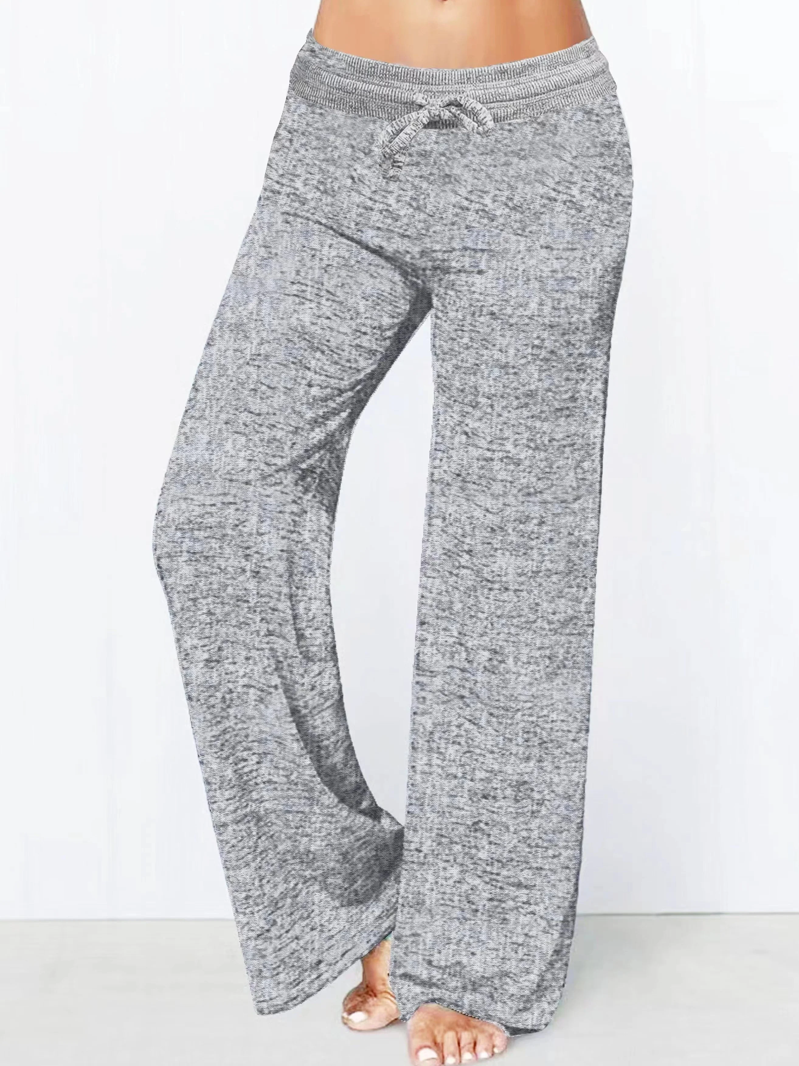 deanwangkt-1  Solid Drawstring Straight Leg Pants, Casual Loose Pants For Spring & Fall, Women's Clothing - Deanwangkt