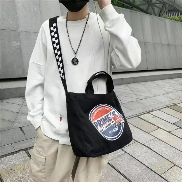 deanwangkt Soft Canvas Bag For Women&Men Unisex Big Messenger Bag Letter Print School Book Bag Crossbody bags New Casual Handbags Tote Bag - Deanwangkt