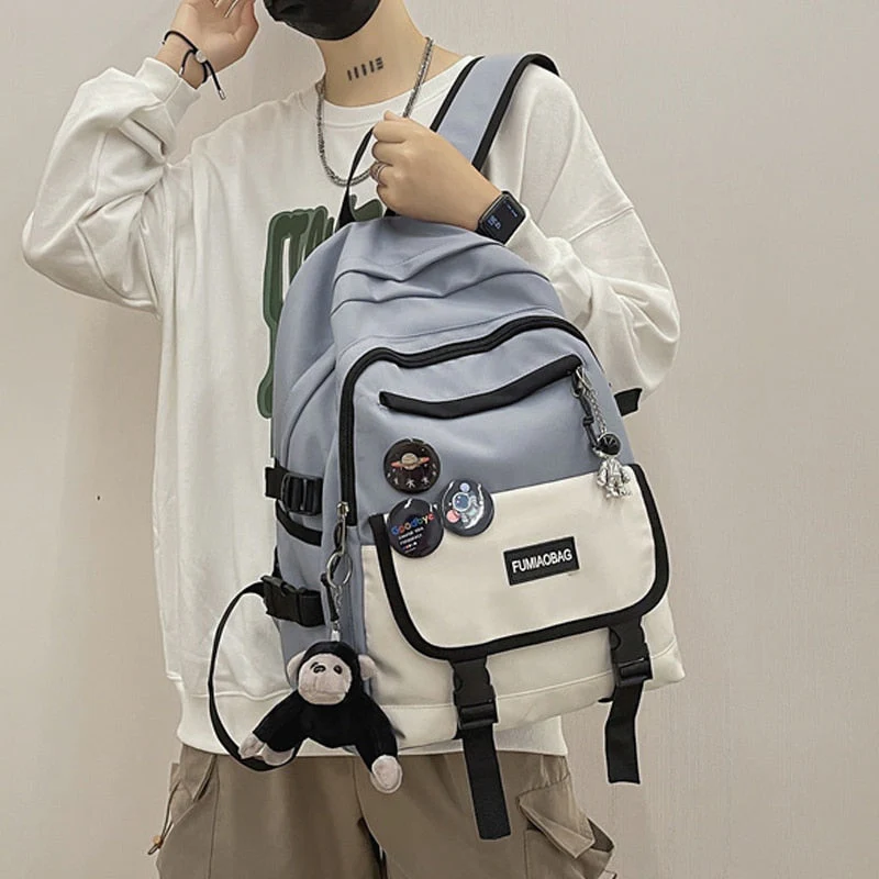 BACK TO SCHOOL  Fashion Men Mochila Black Laptop Backpack Girls Canvas Bagpack High Capacity Teenage Student Schoolbag  Women Travel Bag - Deanwangkt