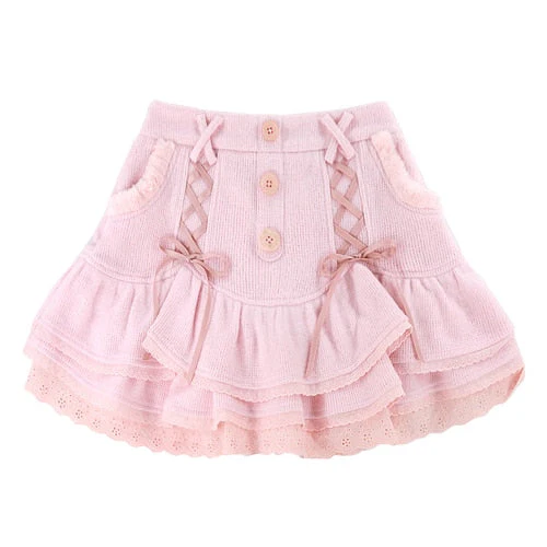 Japanese Kawaii Lolita Mini Skirt Women Winter Lace Casual Elegant Sweet Female Skirt High Waist Bandage Korean Skirt  New - Deanwangkt