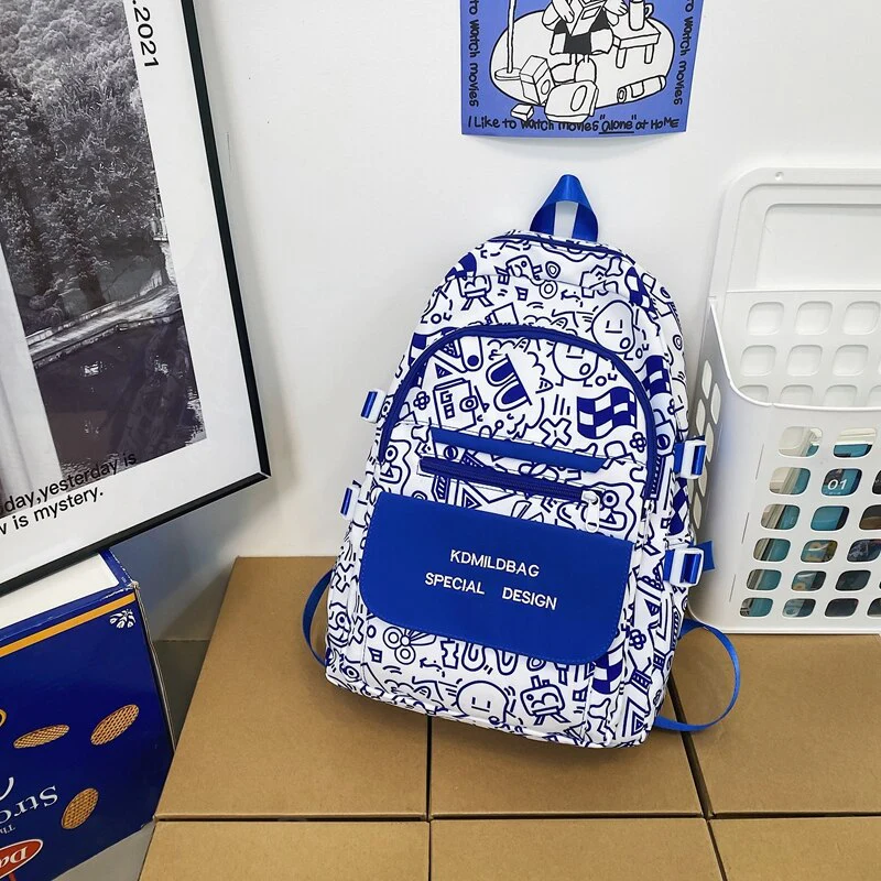 BACK TO SCHOOL  Fashion Waterproof Bookbag for Teenager Girls School Bag Cute Graffiti Design Backpack Women Nylon Kawaii Mochila Boys - Deanwangkt
