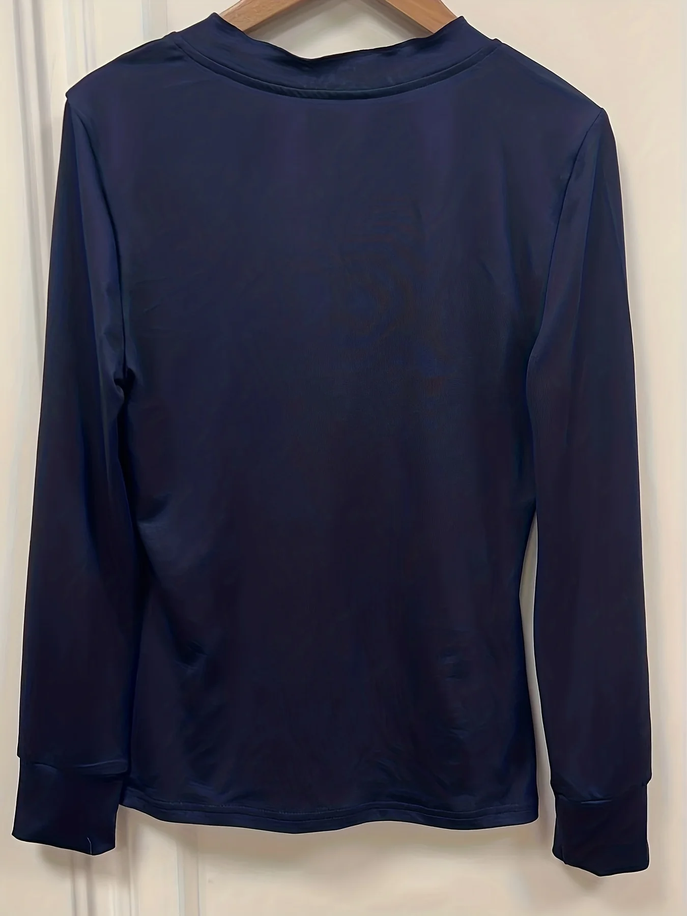 deanwangkt-1 Y2K Long Sleeve T-shirt, Button Front Slim Casual Top, Women's Clothing - Deanwangkt