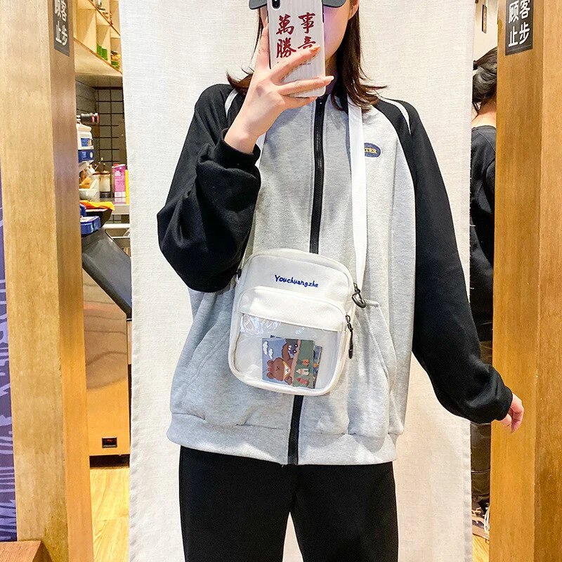 deanwangkt  Japanese Harajuku Itabag For Teenage Girls Transparent Bag Crossbody Bags For Women Purses and Handbags Small Ita Bag Canvas Bag - Deanwangkt