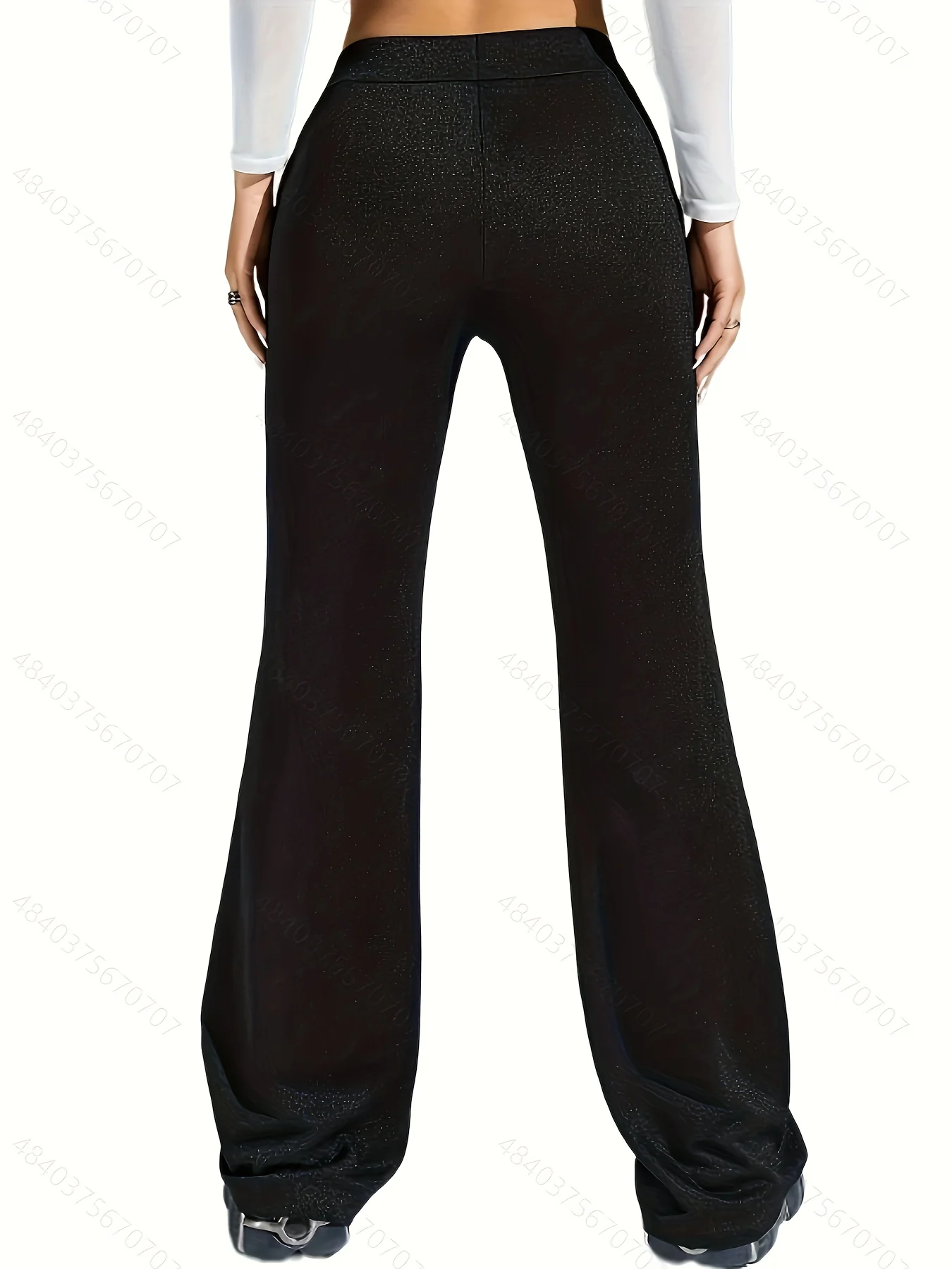 deanwangkt Plus Size Casual Pants, Women's Plus Cat & Moon Print Flared Leg Drawstring Skinny Pants - Deanwangkt