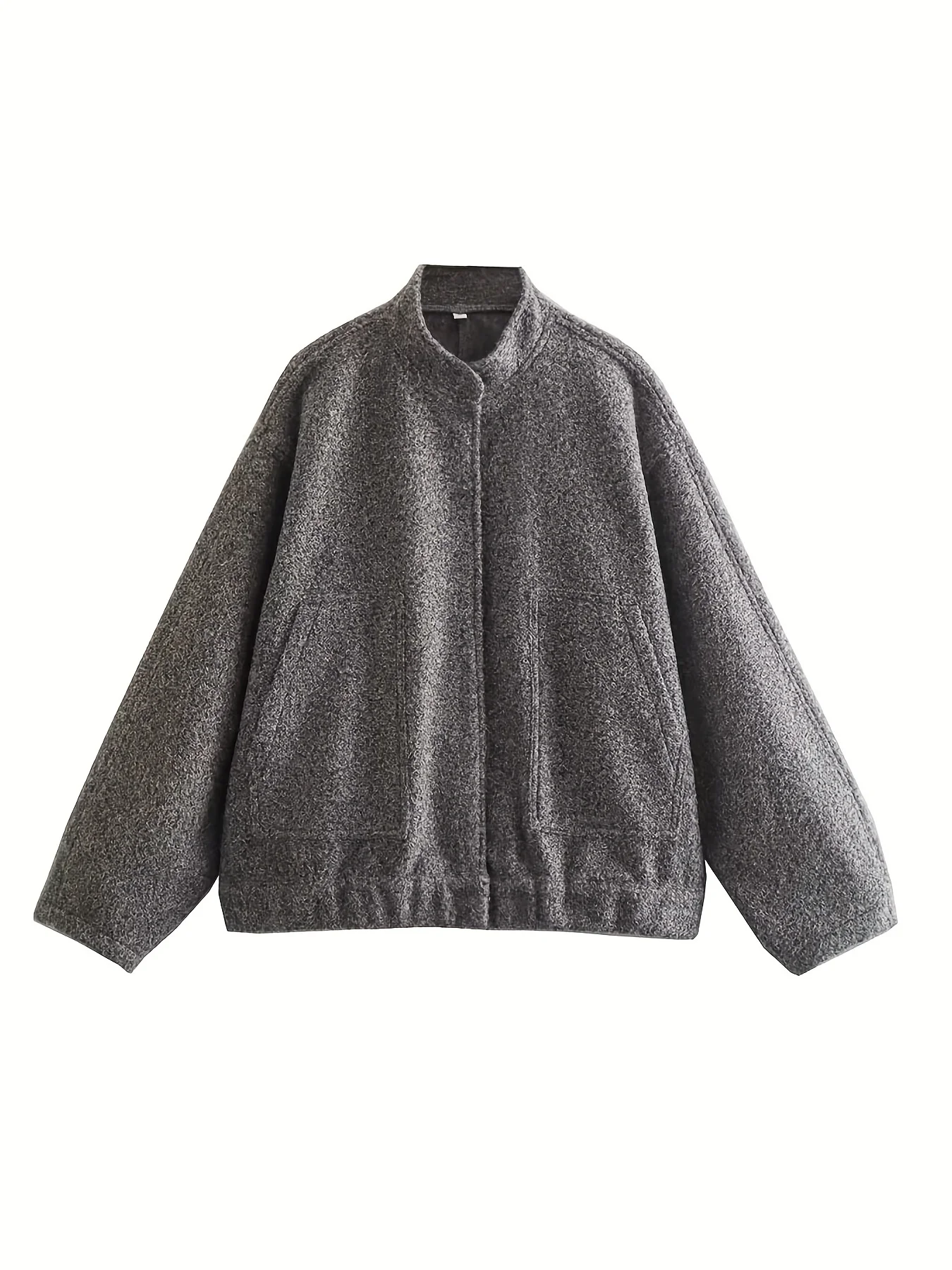 deanwangkt-1  Button Front Slant Pockets Jacket, Versatile Long Sleeve Jacket For Fall & Winter, Women's Clothing - Deanwangkt