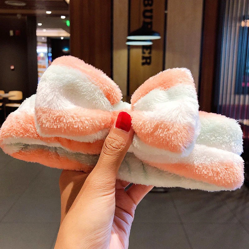 Wash Face Hair Holder Hairbands Soft Warm Coral Fleece Bow Animal Ears Headband For Women Girls Turban Fashion Hair Accessories - Deanwangkt