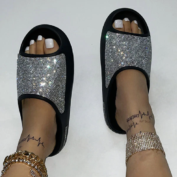 deanwangkt - Apricot Casual Daily Living Patchwork Rhinestone Round Comfortable Shoes - Deanwangkt