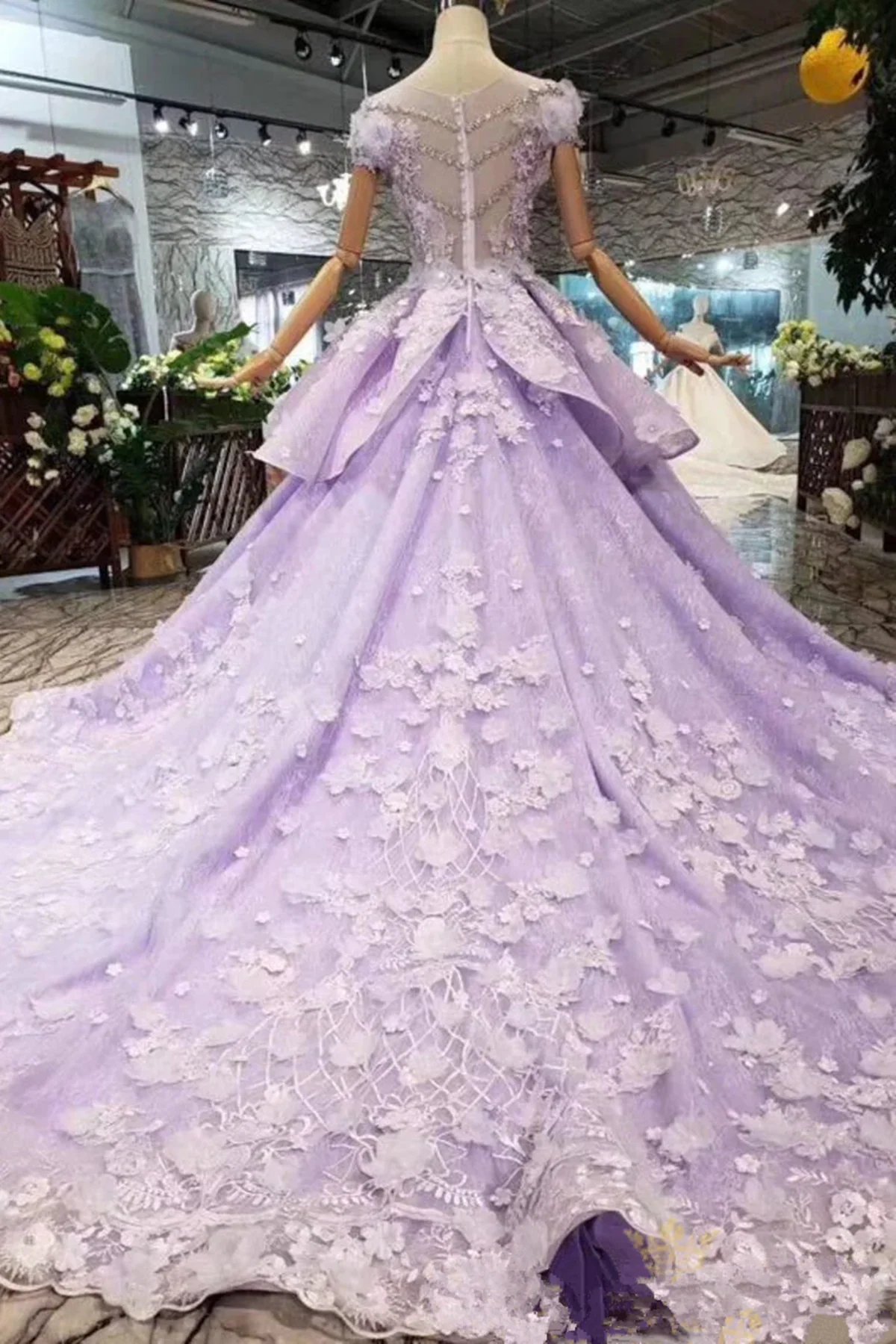 Solvbao Glam Light Purple Tulle with Lace Applique Sweet 16 Dress, Light Purple Prom Dress - Deanwangkt